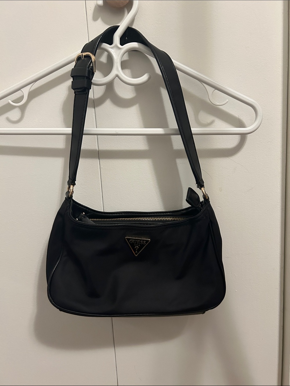GUESS Black Shoulder Bag with Gold-Tone Hardware
